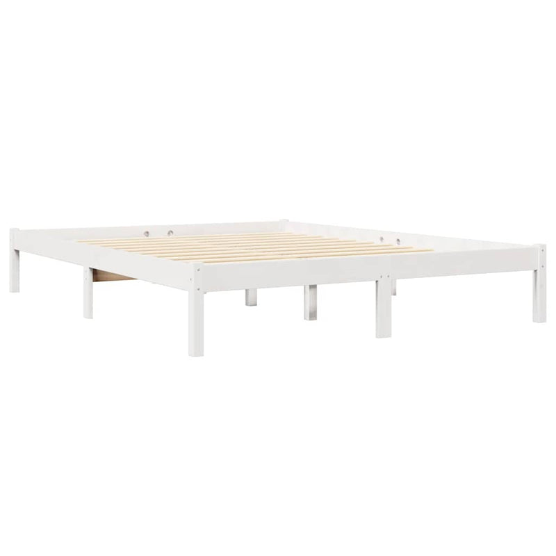 vidaXL fehér tömör fenyőfa könyvespolcos ágy matrac nélkül 135x190 cm