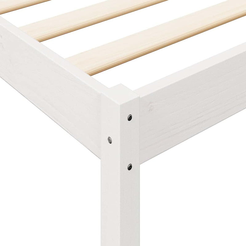 vidaXL fehér tömör fenyőfa könyvespolcos ágy matrac nélkül 135x190 cm