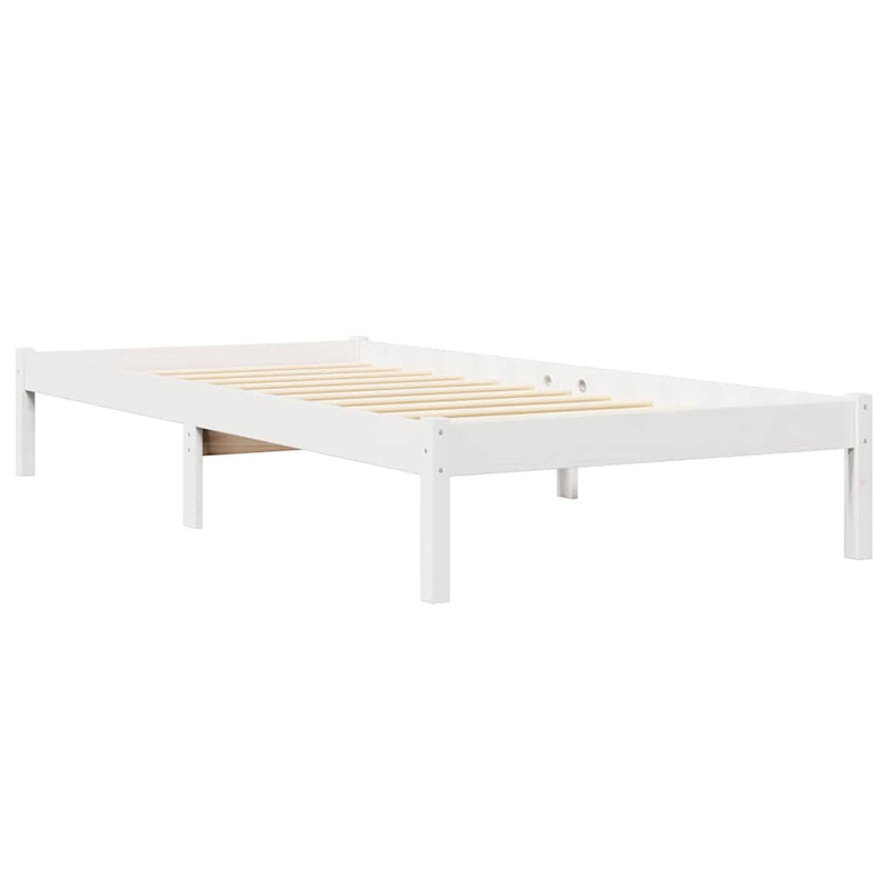 vidaXL fehér tömör fenyőfa könyvespolcos ágy matrac nélkül 75 x 190 cm