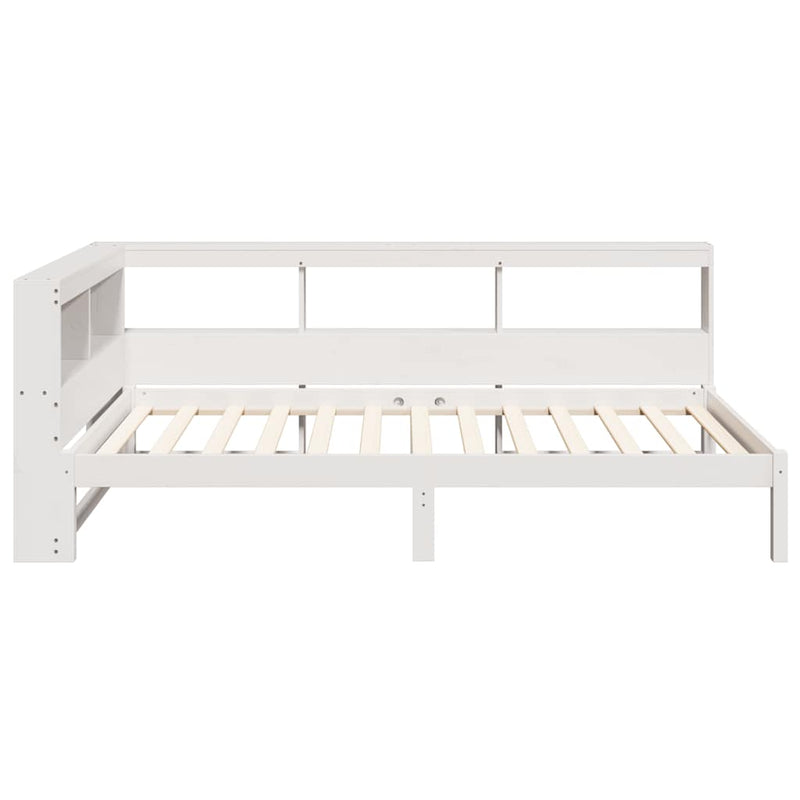 vidaXL fehér tömör fenyőfa könyvespolcos ágy matrac nélkül 75 x 190 cm