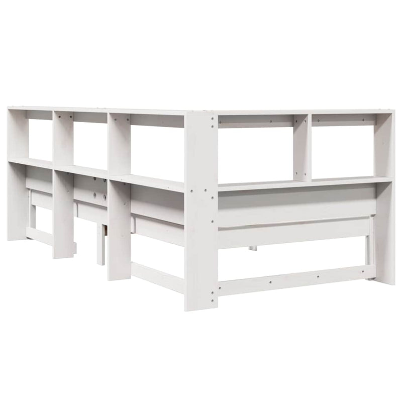vidaXL fehér tömör fenyőfa könyvespolcos ágy matrac nélkül 75 x 190 cm