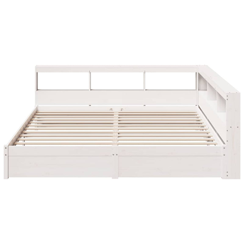 vidaXL fehér tömör fenyőfa könyvespolcos ágy matrac nélkül 180x200 cm