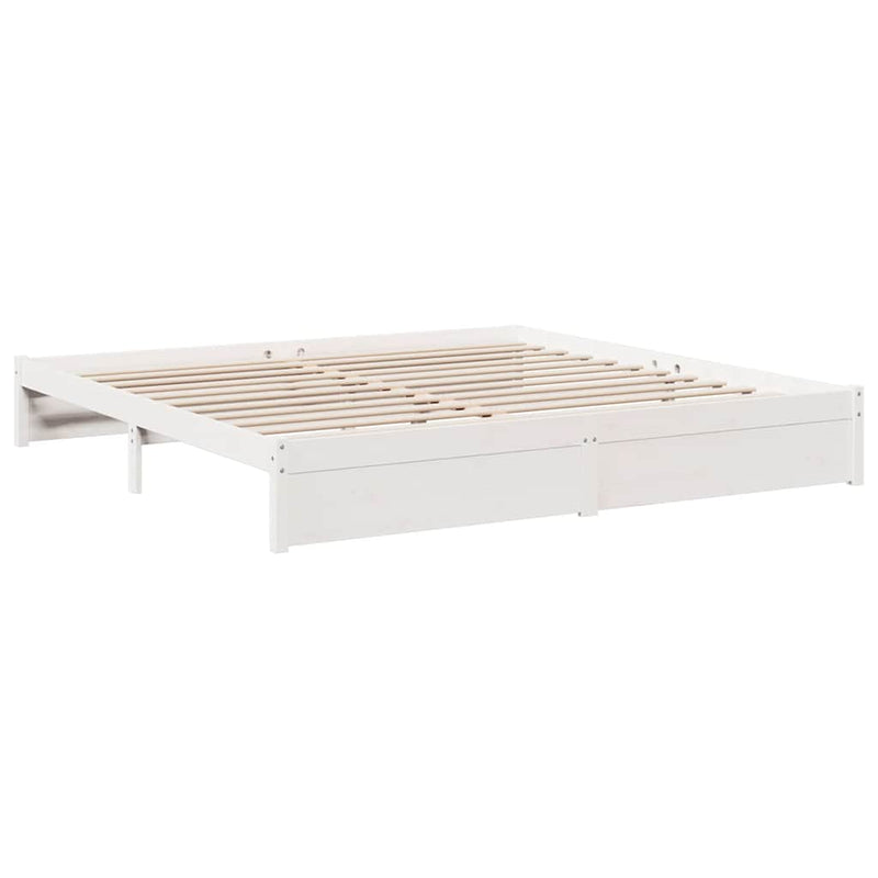 vidaXL fehér tömör fenyőfa könyvespolcos ágy matrac nélkül 180x200 cm