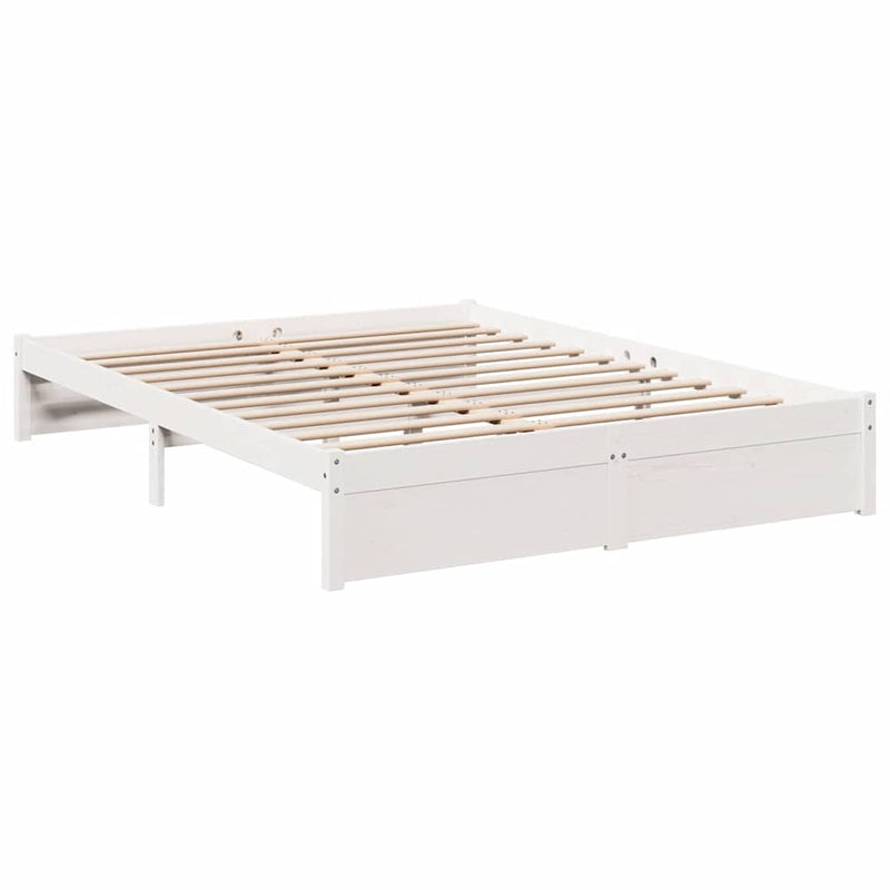 vidaXL fehér tömör fenyőfa könyvespolcos ágy matrac nélkül 150x200 cm