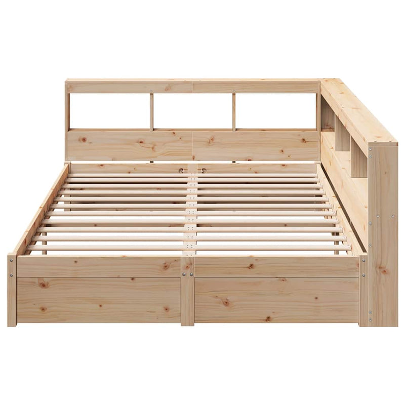 vidaXL tömör fenyőfa könyvespolcos ágy matrac nélkül 140 x 200 cm