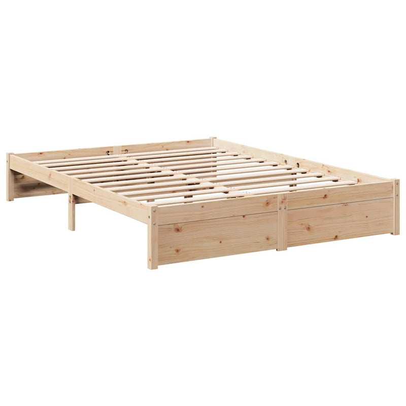 vidaXL tömör fenyőfa könyvespolcos ágy matrac nélkül 140 x 200 cm