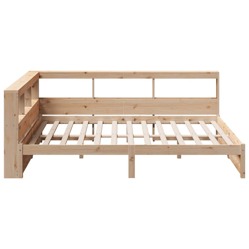 vidaXL tömör fenyőfa könyvespolcos ágy matrac nélkül 140 x 200 cm