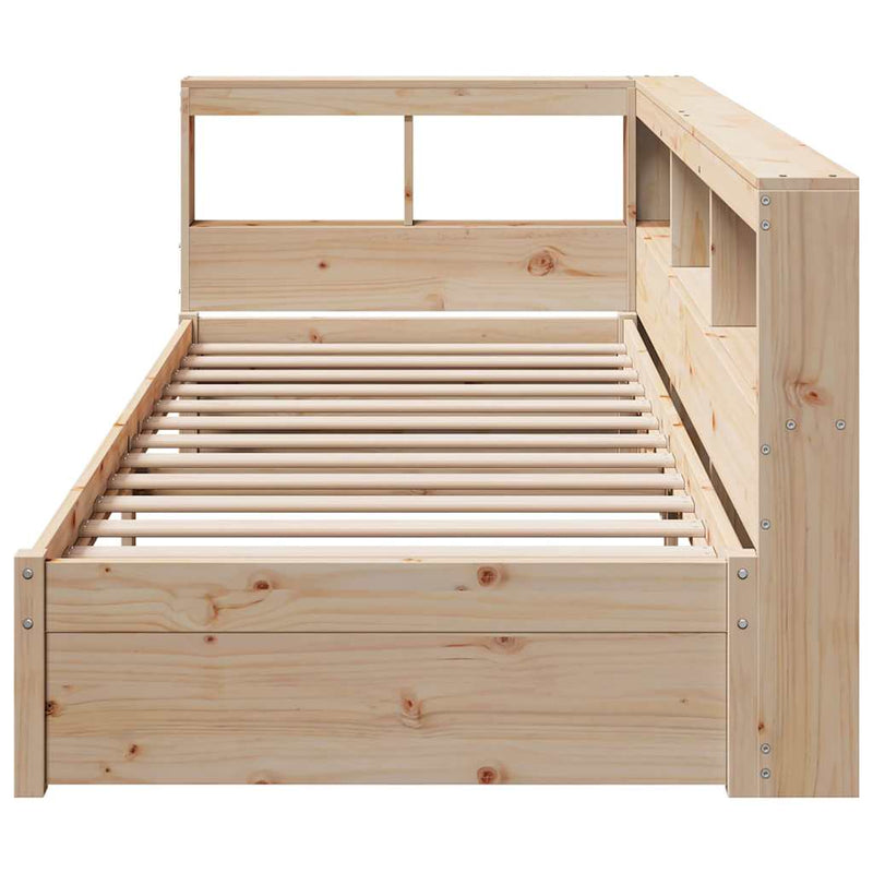 vidaXL tömör fenyőfa könyvespolcos ágy matrac nélkül 100 x 200 cm