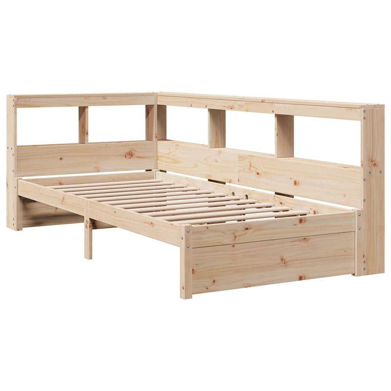 vidaXL tömör fenyőfa könyvespolcos ágy matrac nélkül 90 x 200 cm