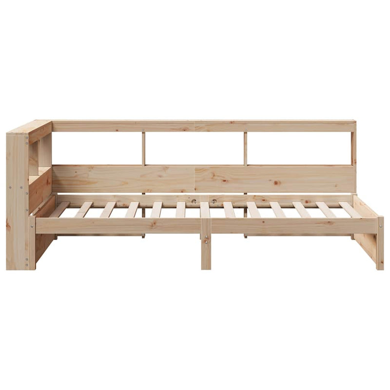 vidaXL tömör fenyőfa könyvespolcos ágy matrac nélkül 90 x 200 cm