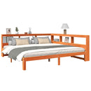 vidaXL barna tömör fenyőfa könyvespolcos ágy matrac nélkül 180 x 200cm