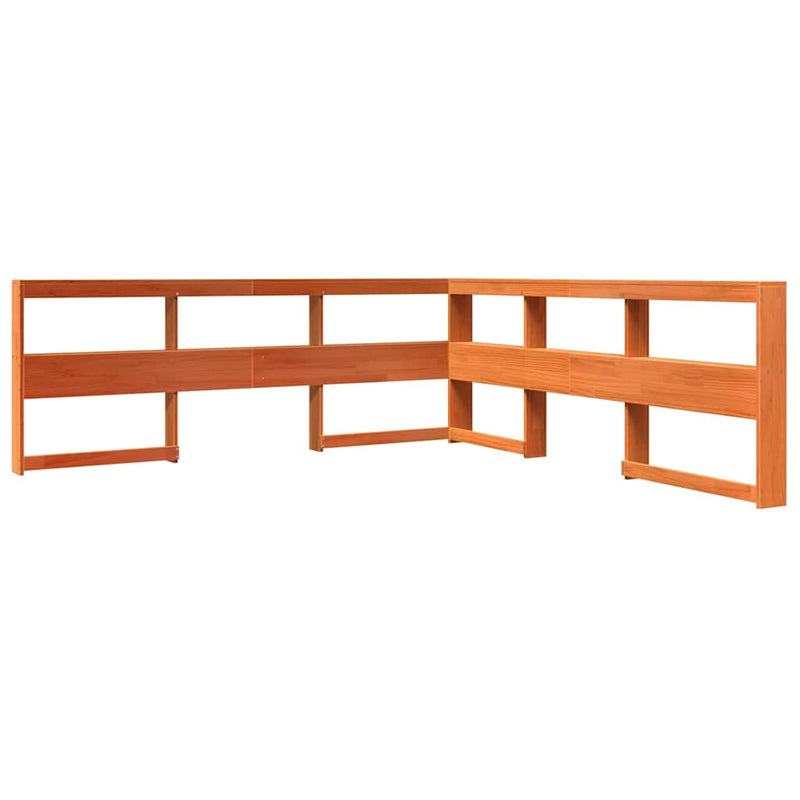 vidaXL barna tömör fenyőfa könyvespolcos ágy matrac nélkül 180 x 200cm