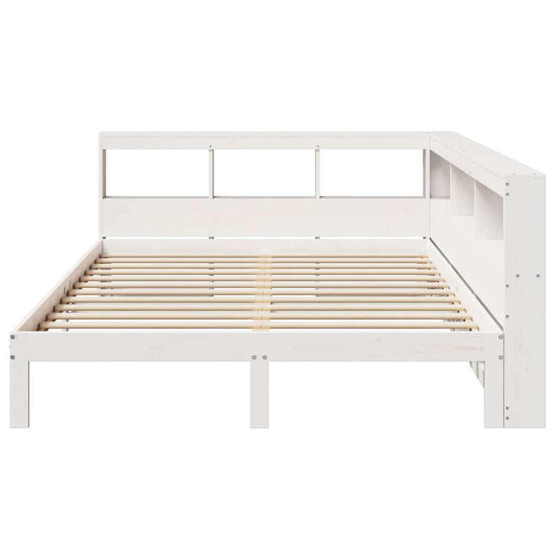 vidaXL fehér tömör fenyőfa könyvespolcos ágy matrac nélkül 150x200 cm