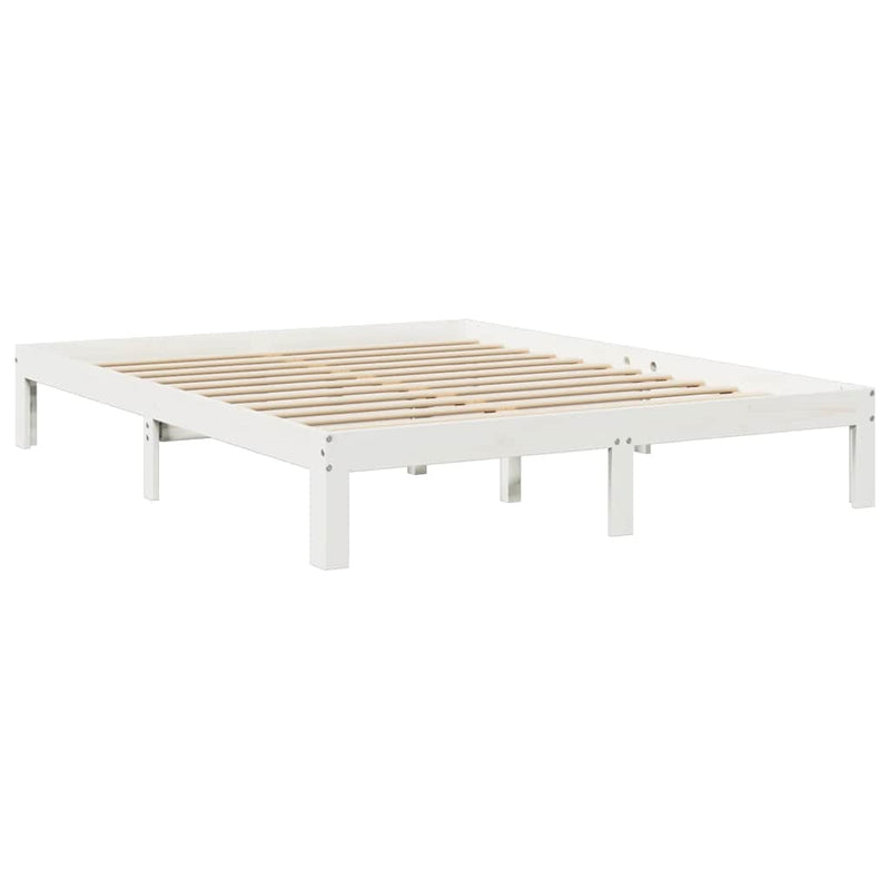 vidaXL fehér tömör fenyőfa könyvespolcos ágy matrac nélkül 150x200 cm