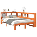 vidaXL barna tömör fenyőfa könyvespolcos ágy matrac nélkül 120 x 200cm