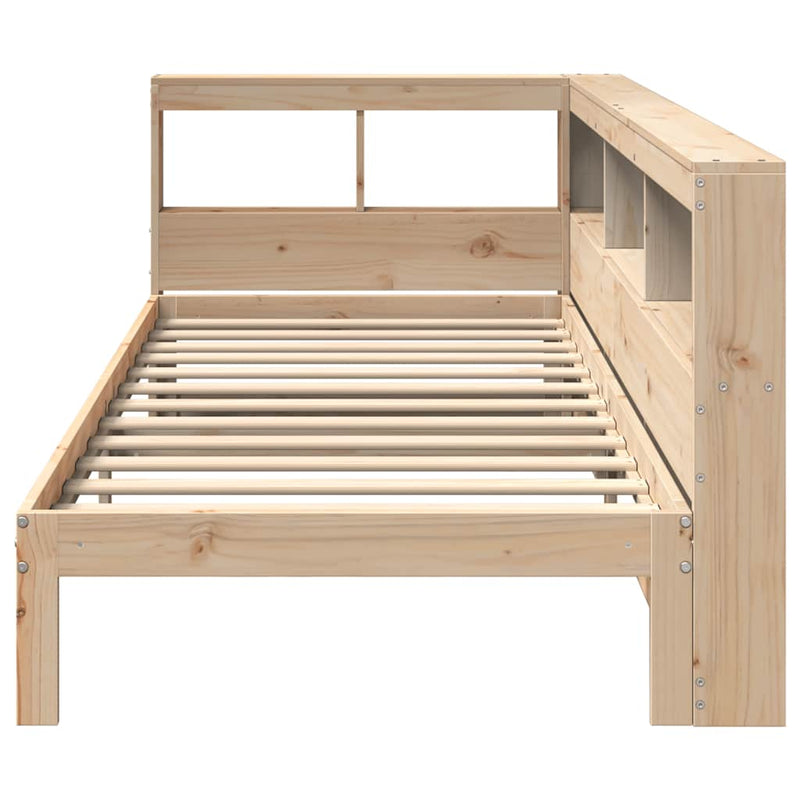 vidaXL tömör fenyőfa könyvespolcos ágy matrac nélkül 90 x 200 cm