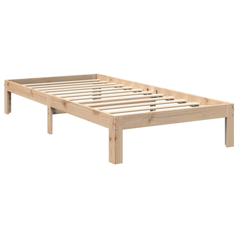 vidaXL tömör fenyőfa könyvespolcos ágy matrac nélkül 90 x 200 cm