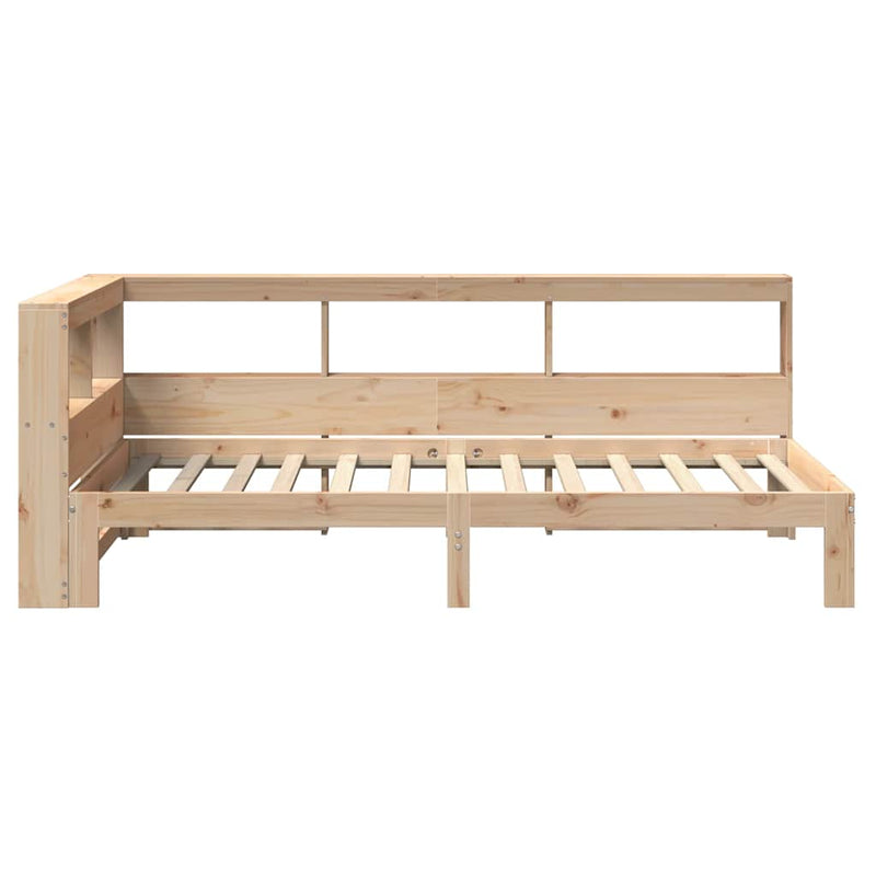 vidaXL tömör fenyőfa könyvespolcos ágy matrac nélkül 90 x 200 cm