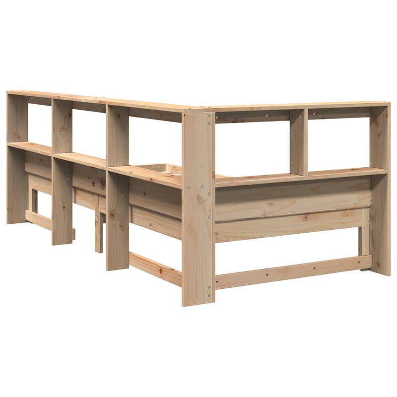 vidaXL tömör fenyőfa könyvespolcos ágy matrac nélkül 90 x 200 cm