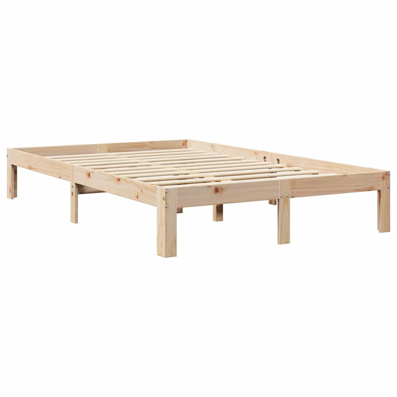 vidaXL tömör fenyőfa könyvespolcos ágy matrac nélkül 135 x 190 cm