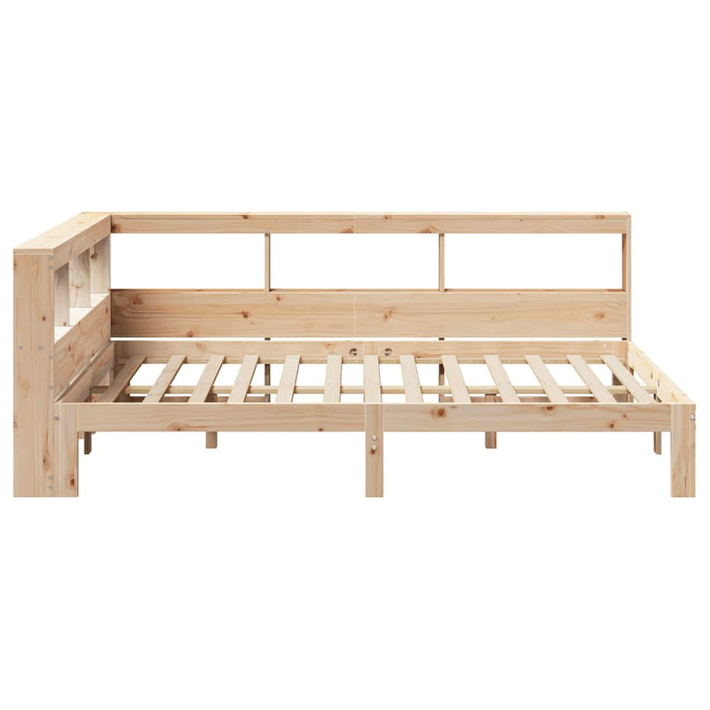 vidaXL tömör fenyőfa könyvespolcos ágy matrac nélkül 135 x 190 cm