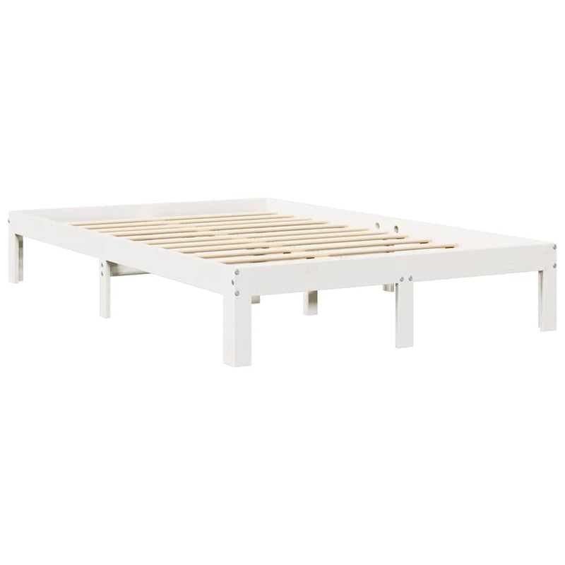 vidaXL fehér tömör fenyőfa könyvespolcos ágy matrac nélkül 135x190 cm