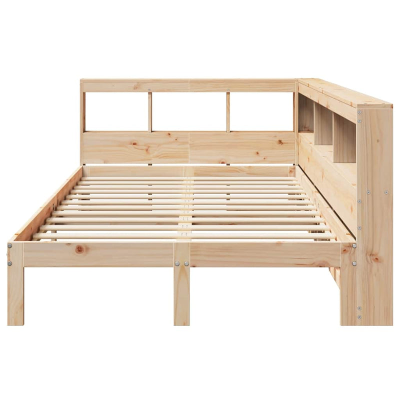 vidaXL tömör fenyőfa könyvespolcos ágy matrac nélkül 120 x 190 cm