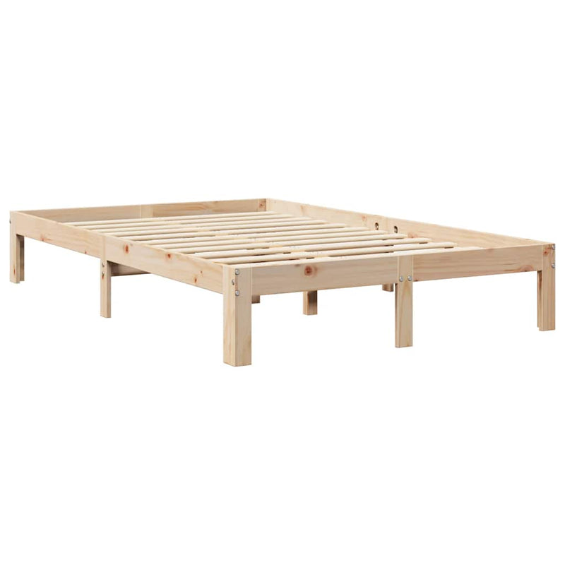 vidaXL tömör fenyőfa könyvespolcos ágy matrac nélkül 120 x 190 cm