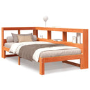 vidaXL barna tömör fenyőfa könyvespolcos ágy matrac nélkül 90 x 190 cm