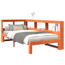 vidaXL barna tömör fenyőfa könyvespolcos ágy matrac nélkül 90 x 190 cm