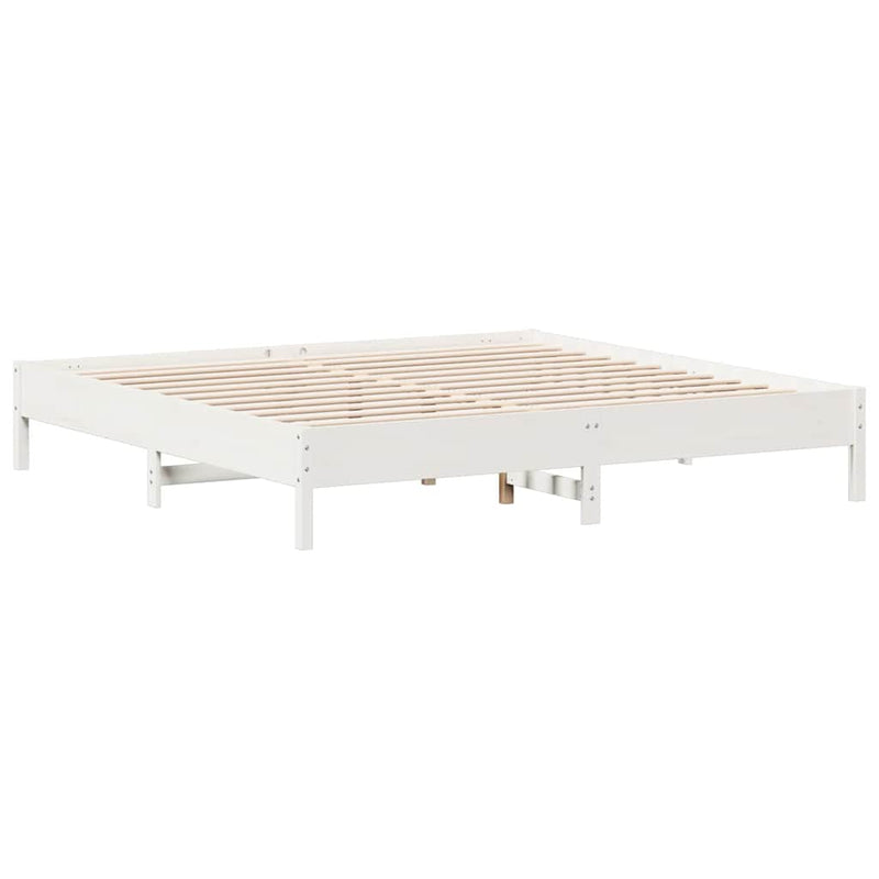 vidaXL fehér tömör fenyőfa könyvespolcos ágy matrac nélkül 200x200 cm