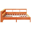 vidaXL barna tömör fenyőfa könyvespolcos ágy matrac nélkül 200 x 200cm