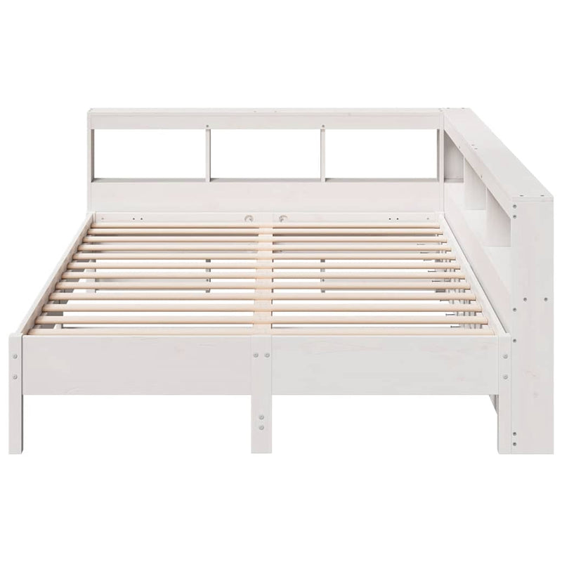vidaXL fehér tömör fenyőfa könyvespolcos ágy matrac nélkül 150x200 cm