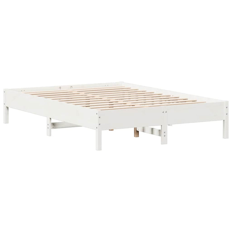 vidaXL fehér tömör fenyőfa könyvespolcos ágy matrac nélkül 150x200 cm