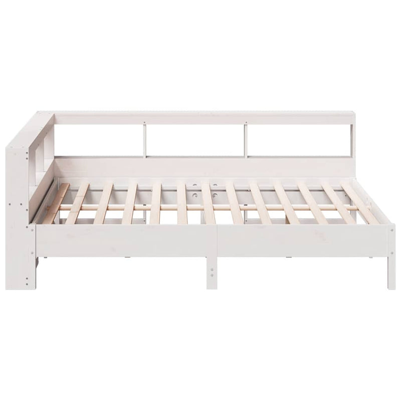 vidaXL fehér tömör fenyőfa könyvespolcos ágy matrac nélkül 150x200 cm