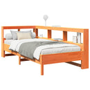 vidaXL barna tömör fenyőfa könyvespolcos ágy matrac nélkül 90 x 200 cm