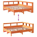 vidaXL barna tömör fenyőfa könyvespolcos ágy matrac nélkül 140 x 190cm