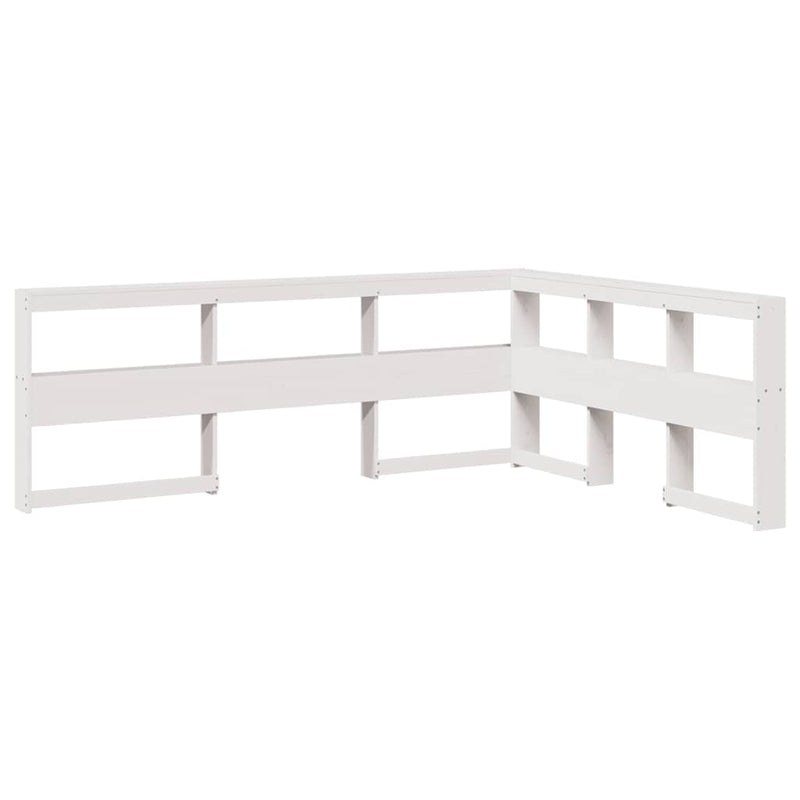 vidaXL fehér tömör fenyőfa könyvespolcos ágy matrac nélkül 135x190 cm