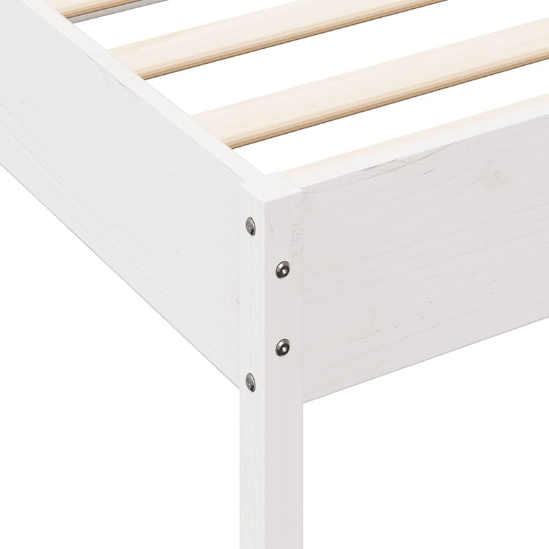 vidaXL fehér tömör fenyőfa könyvespolcos ágy matrac nélkül 135x190 cm