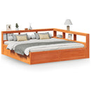 vidaXL barna tömör fenyőfa könyvespolcos ágy matrac nélkül 200 x 200cm