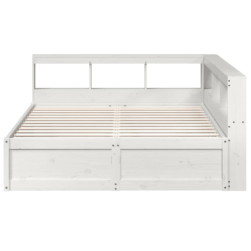 vidaXL fehér tömör fenyőfa könyvespolcos ágy matrac nélkül 150x200 cm