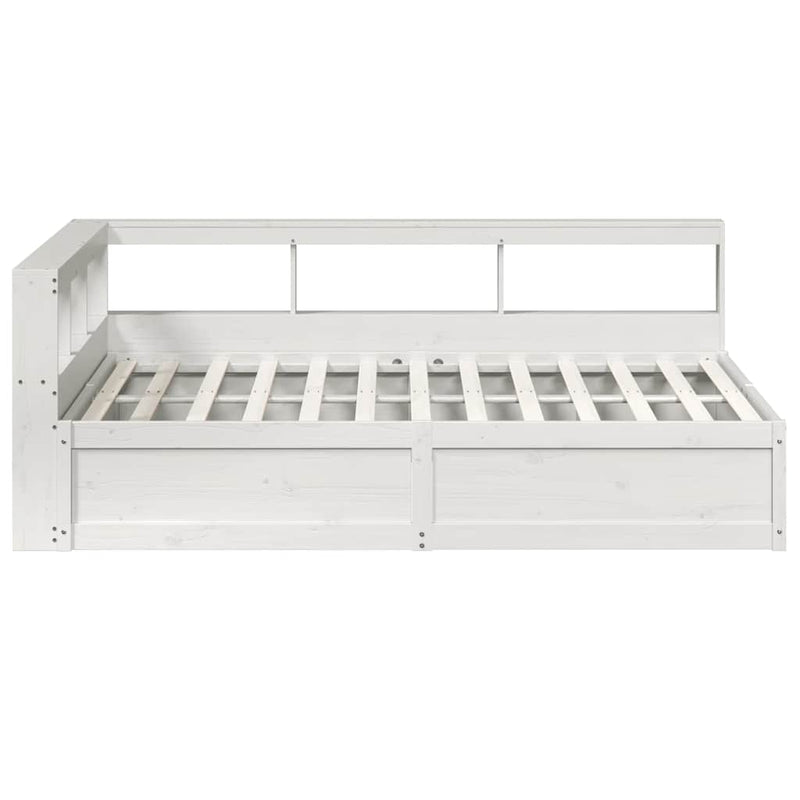 vidaXL fehér tömör fenyőfa könyvespolcos ágy matrac nélkül 150x200 cm