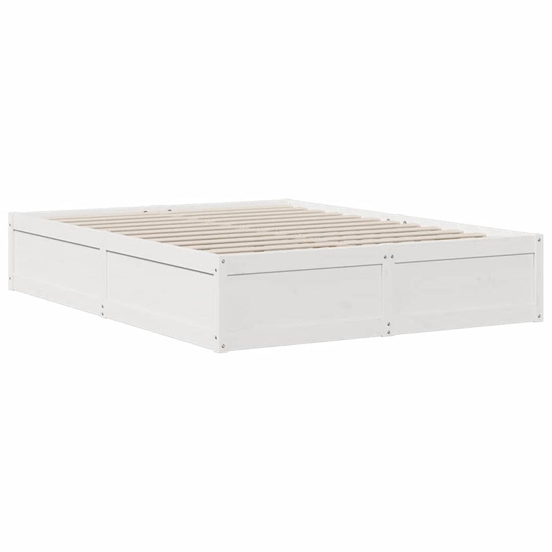 vidaXL fehér tömör fenyőfa könyvespolcos ágy matrac nélkül 150x200 cm