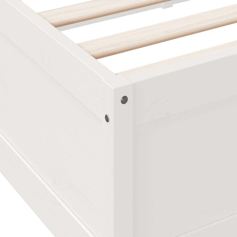 vidaXL fehér tömör fenyőfa könyvespolcos ágy matrac nélkül 150x200 cm