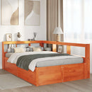 vidaXL barna tömör fenyőfa könyvespolcos ágy matrac nélkül 140 x 190cm