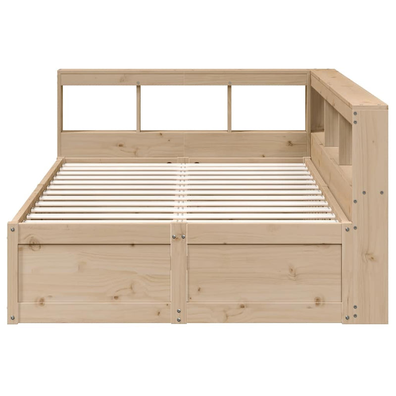 vidaXL tömör fenyőfa könyvespolcos ágy matrac nélkül 135 x 190 cm