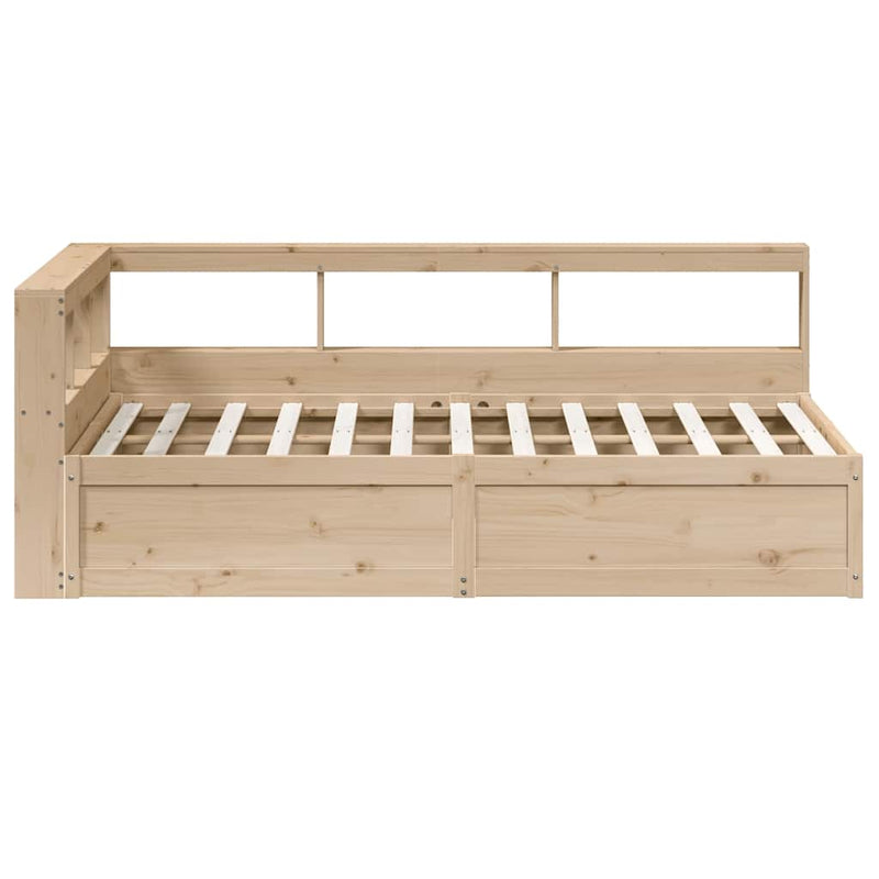 vidaXL tömör fenyőfa könyvespolcos ágy matrac nélkül 135 x 190 cm