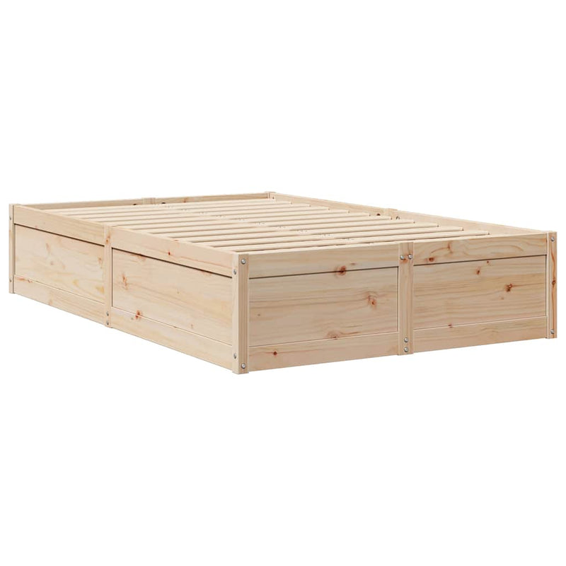 vidaXL tömör fenyőfa könyvespolcos ágy matrac nélkül 135 x 190 cm