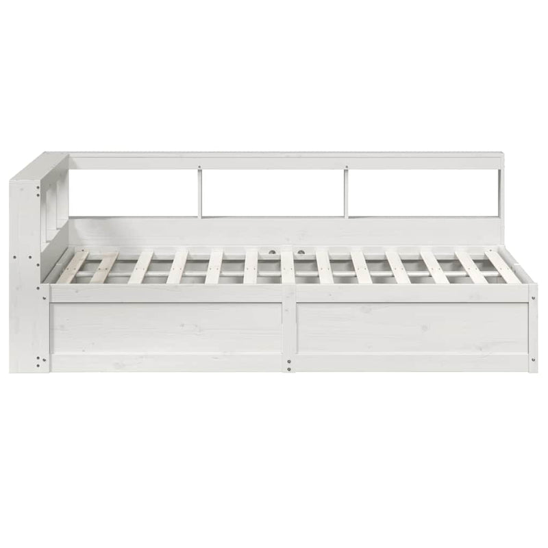 vidaXL fehér tömör fenyőfa könyvespolcos ágy matrac nélkül 135x190 cm
