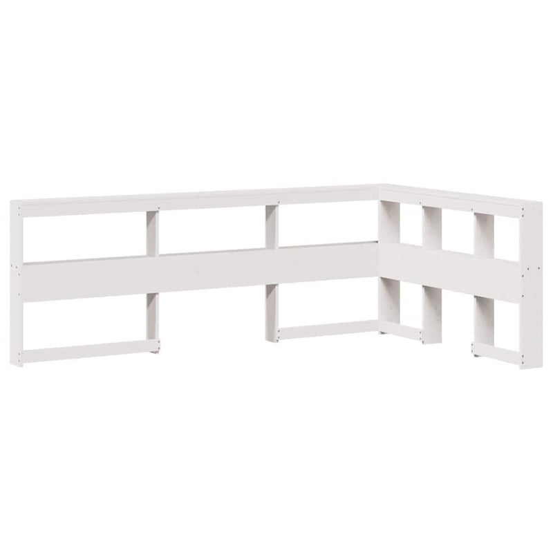 vidaXL fehér tömör fenyőfa könyvespolcos ágy matrac nélkül 135x190 cm
